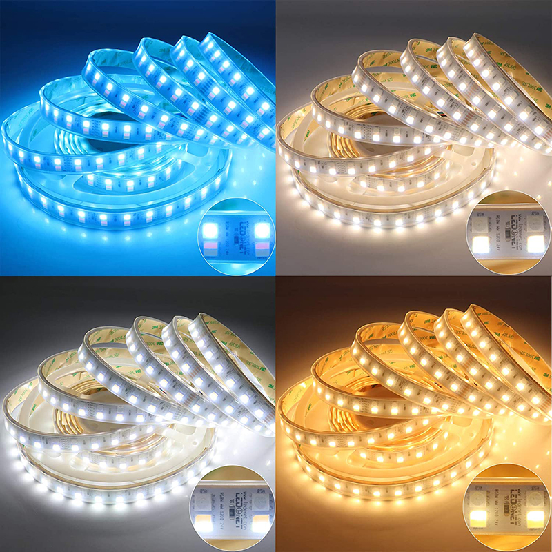 DC24V RGB+CCT Double Row LED Light Strips Color Changing Lighting 16.4ft DC24V RGB+CCT Double Row LED Light Strips Color Changing Lighting 16.4ft